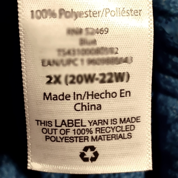 Terra & Sky NWT Women's Sweater Double Ruffle Shoulder, Bubble Sleeve, 2X, Blue - Picture 6 of 8